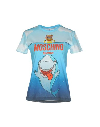 Moschino Swim T-shirt In Sky Blue
