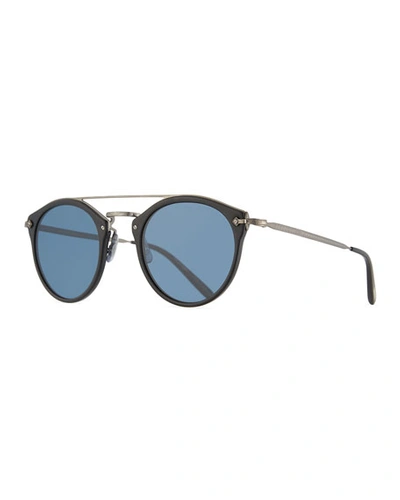 Oliver Peoples Remick Vintage Brow-bar Sunglasses In Black/blue
