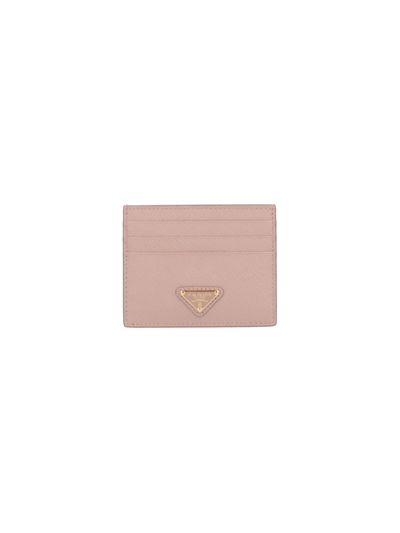 Prada Saffiano Leather Card Holder In Pink