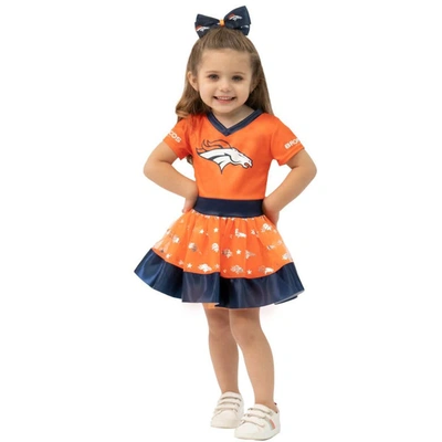Jerry Leigh Kids' Girls Toddler Orange Denver Broncos Tutu Tailgate Game Day V-neck Costume