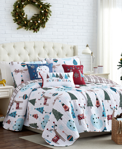 Southshore Fine Linens Winter Wonderland Oversized Reversible 6 Piece Quilt Set, Full Or Queen In Red