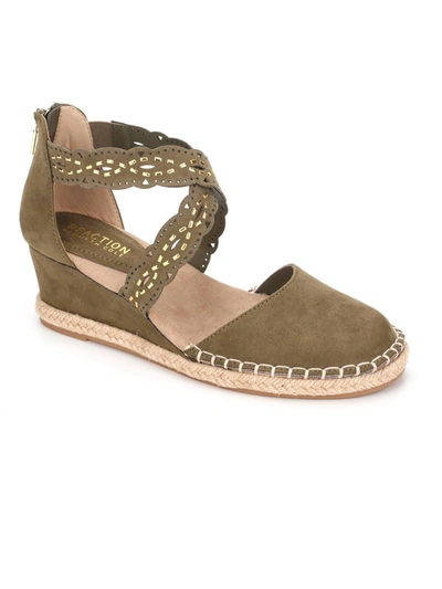 Kenneth Cole Reaction Women's Clo X Band Laser Strappy Espadrille Wedge Sandals Women's Shoes In Green