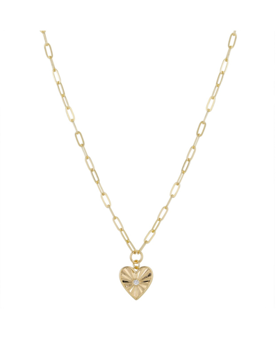 Unwritten 14k Gold Flash Plated Cubic Zirconia Heart Pendant Necklace