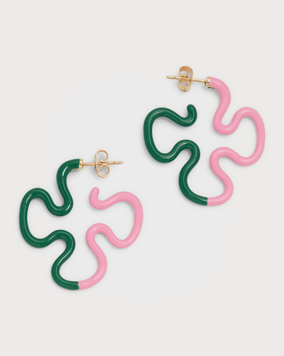 Bea Bongiasca Women's B Color Goldtone & Enamel Flower Hoop Earrings In Green
