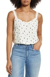 Nordstrom Rack Lace Strap Camisole In Ivory C- Black Falling Leaves