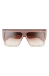 Celine Bold 3 Dots 60mm Gradient Flattop Sunglasses In Shiny Light Brown / Brown
