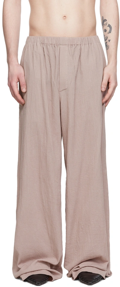 Ludovic De Saint Sernin Elasticated-waist Crinkled Cotton Trousers In Pink