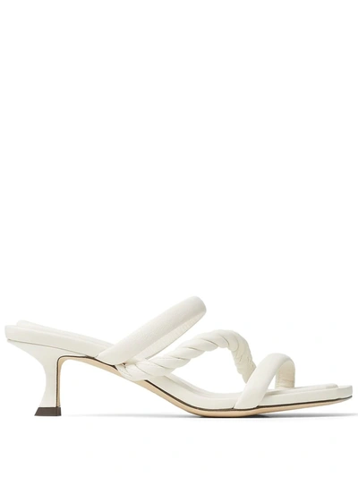Jimmy Choo Diosa 50 Braided Leather Sandals In White