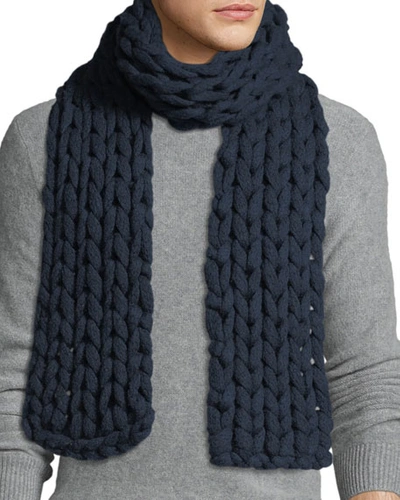Il Borgo Men's Chunky Knit Cashmere Scarf In Navy