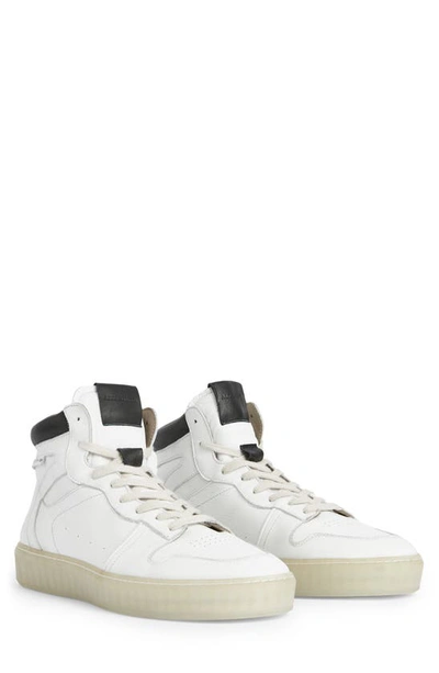 Allsaints Davian Cervo Leather High Top Sneaker In Chalk White
