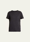 Majestic Lyocell Cotton Semi-relaxed Short-sleeve Crewneck Tee In Noir