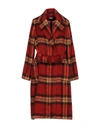 P.a.r.o.s.h Belted Coats In Brick Red