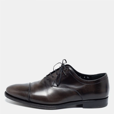 Pre-owned Salvatore Ferragamo Two Tone Leather Aiden Oxfords Size 43 In Black