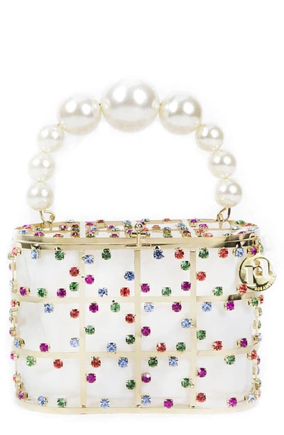 Rosantica X Anna Dello Russo Holli Lucine Crystal Top Handle Bag In Gold Multicolor