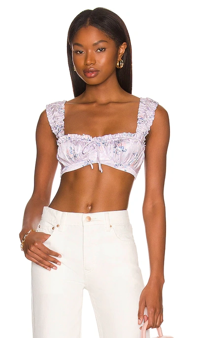 More To Come Sloane Ruched Crop Top In Lavender