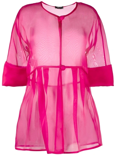 Fely Campo Silk Over-coat Blouse In Pink