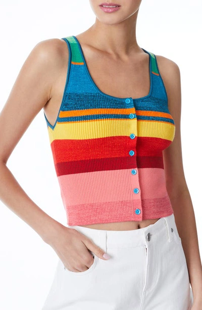 Alice And Olivia Daryn Striped Button-front Sweater Tank