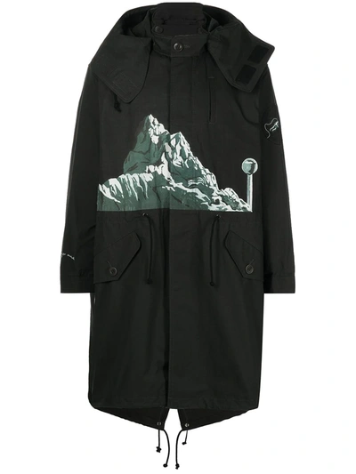 Undercover Graphic-print Cotton Parka In Green