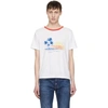 Saint Laurent Waiting For Sunset Cotton Jersey T-shirt In White,blue,red