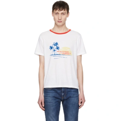 Saint Laurent Waiting For Sunset Cotton Jersey T-shirt In White