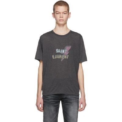 Saint Laurent Lightning Logo Tee In Black