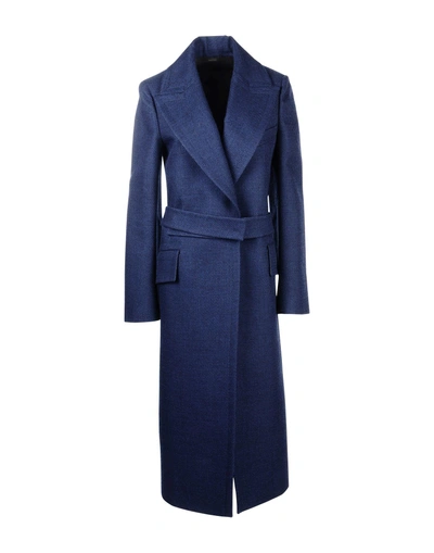 Jil Sander Belted Coats In Blue