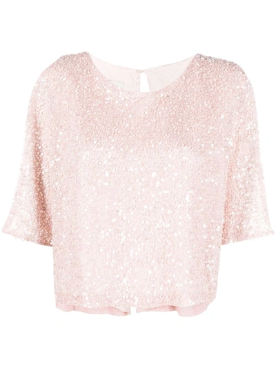 Fely Campo Silk Sequin-embellished Blouse In Pink