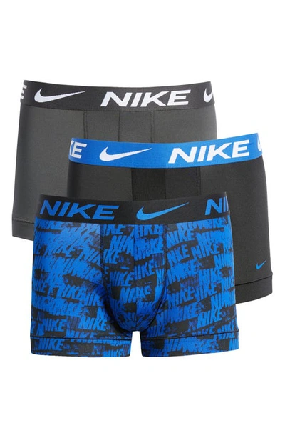 Nike 3-pack Dri-fit Essential Micro Trunks In Game Royal/ Smoke Grey/ Black