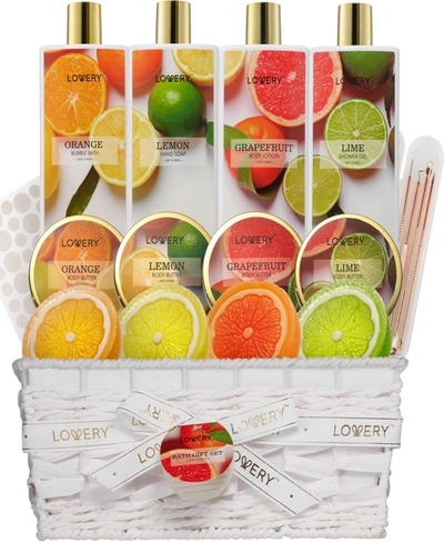 Lovery Bath And Body Care Gift Set, Home Spa Kit In Lemon, Orange, Grapefruit Lime Scents, Relaxing Stress