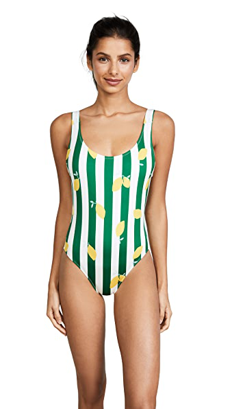 solid and striped lemon one piece