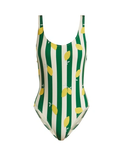 Solid & Striped The Anne-marie Striped Lemons One-piece Swimsuit In Green, White