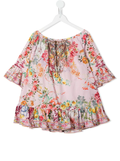 Camilla Kids' Floral Printed Ruffled Dress In Pink