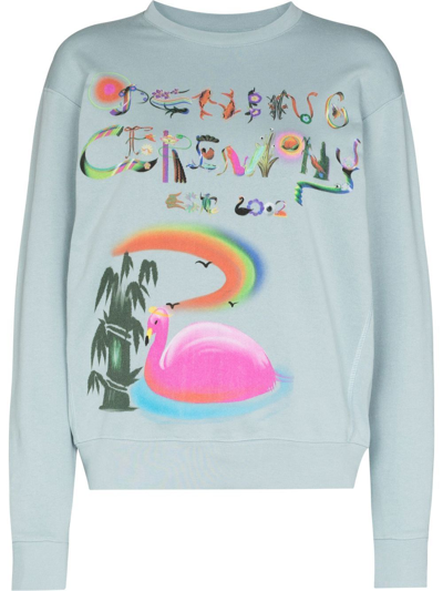 Opening Ceremony Chineseletter Cotton Sweatshirt In Blue