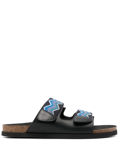 Missoni Leather-trimmed Sandals In Blue