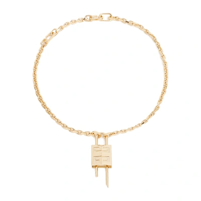 Givenchy 4g Padlock Chainlink Necklace In Metallic