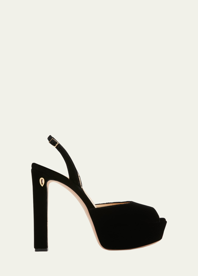 Jennifer Chamandi Antonio Slingback Peep-toe Platform Pumps In Black