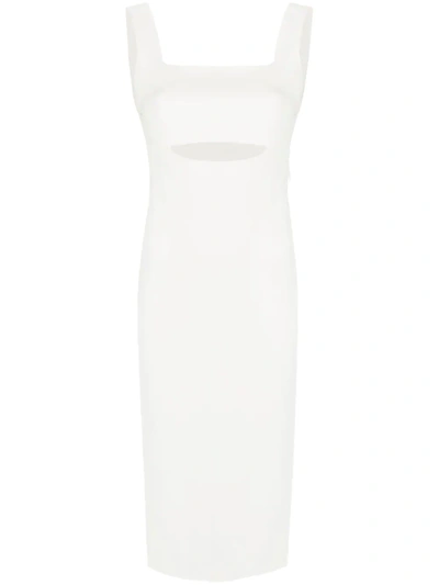 Victoria Beckham Women's Vb Body Fitted Cut-out Midi-dress In White