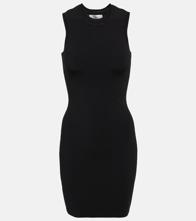 Victoria Beckham Vb Body Pointelle-trimmed Stretch-knit Mini Dress In Black