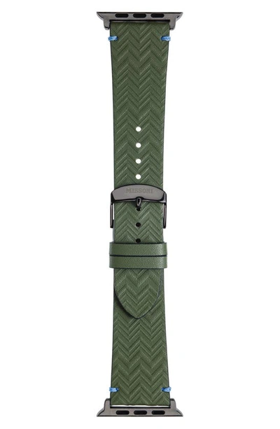 Missoni Missioni Apple Watch Zigzag Leather Strap, 38-41mm In Green
