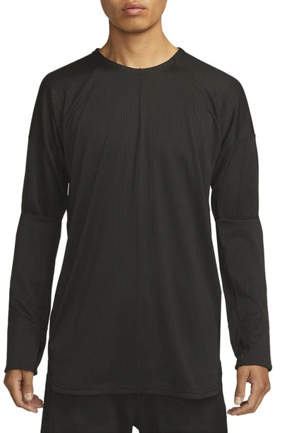 Nike Dri-fit Long Sleeve Yoga Top In Black