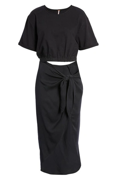 Free People Rae Waist Cutout Asymmetric Dress In Black