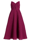 Theia Ellie Crinkle Calf-length A-line Midi-dress In Wineberry