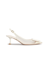 Roger Vivier 65mm Viv In The City Net Slingback Pumps In Avorio