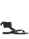 Attico 10mm Beth Leather Lace-up Sandals In Black