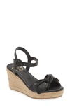 Ted Baker Bryanah Bow-embellished Leather Wedge Sandals In Black