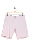 14th & Union Flat Front Chambray Trim Fit Shorts In Pink Antique