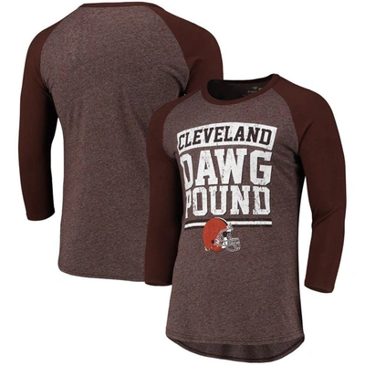 Fanatics Branded Heathered Brown Cleveland Browns Pastime Raglan 3/4-sleeve T-shirt