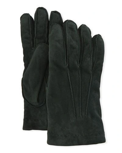 Guanti Giglio Fiorentino Cashmere-lined Suede Gloves In Emerald