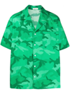 Valentino Camouflage-print Relaxed-fit Cotton-poplin Shirt In Green