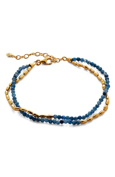 Monica Vinader Mini Nugget 18ct Yellow Gold-plated Vermeil Sterling-silver And Onyx Bracelet In Blue